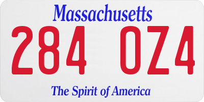 MA license plate 284OZ4
