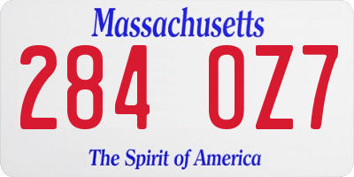 MA license plate 284OZ7