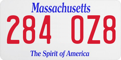 MA license plate 284OZ8