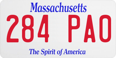 MA license plate 284PA0