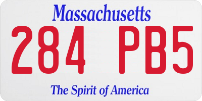 MA license plate 284PB5