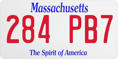 MA license plate 284PB7