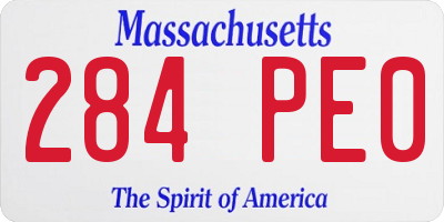 MA license plate 284PE0