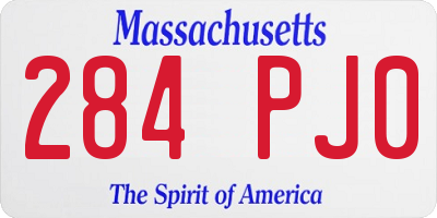 MA license plate 284PJ0