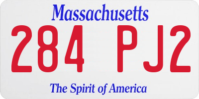 MA license plate 284PJ2
