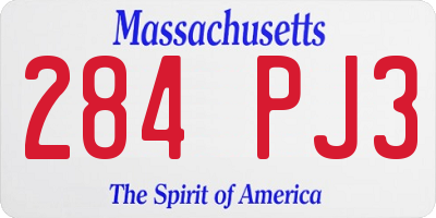 MA license plate 284PJ3