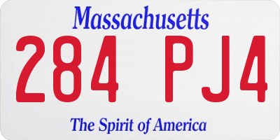MA license plate 284PJ4