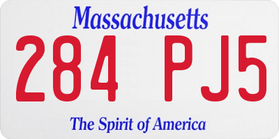 MA license plate 284PJ5