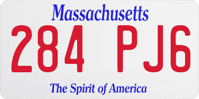 MA license plate 284PJ6