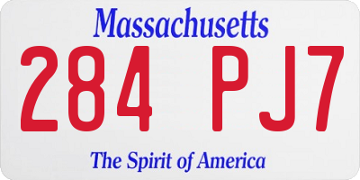 MA license plate 284PJ7