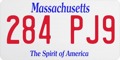 MA license plate 284PJ9