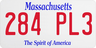 MA license plate 284PL3