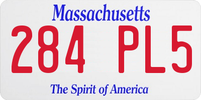 MA license plate 284PL5