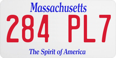 MA license plate 284PL7
