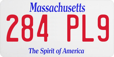 MA license plate 284PL9