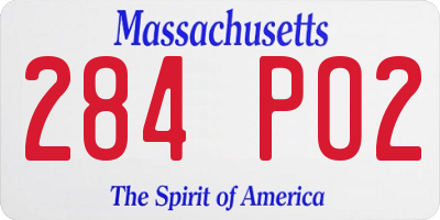 MA license plate 284PO2