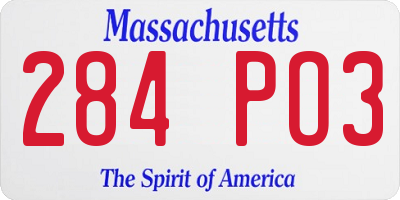 MA license plate 284PO3