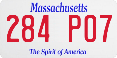 MA license plate 284PO7