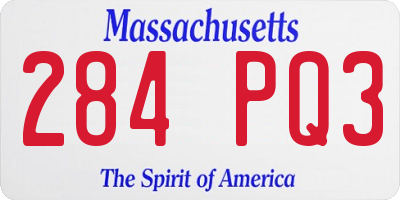 MA license plate 284PQ3