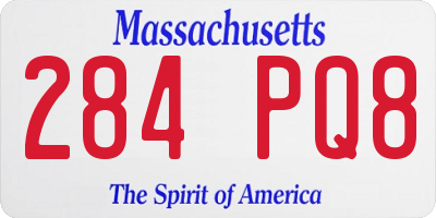 MA license plate 284PQ8
