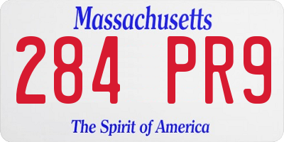 MA license plate 284PR9