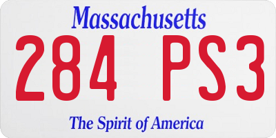 MA license plate 284PS3