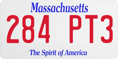 MA license plate 284PT3