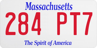 MA license plate 284PT7