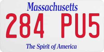 MA license plate 284PU5