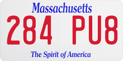MA license plate 284PU8