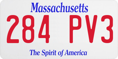 MA license plate 284PV3