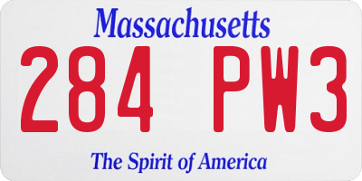 MA license plate 284PW3