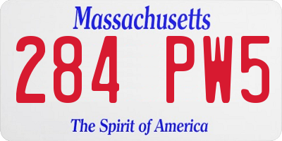 MA license plate 284PW5
