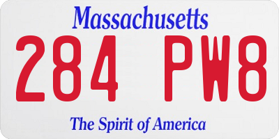 MA license plate 284PW8