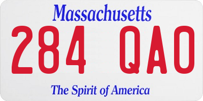 MA license plate 284QA0