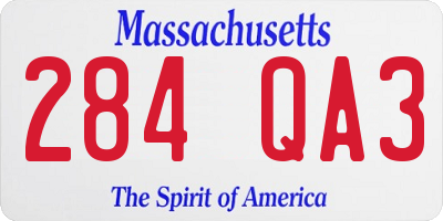 MA license plate 284QA3