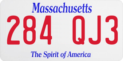 MA license plate 284QJ3