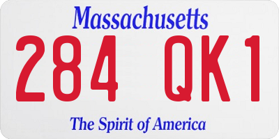 MA license plate 284QK1