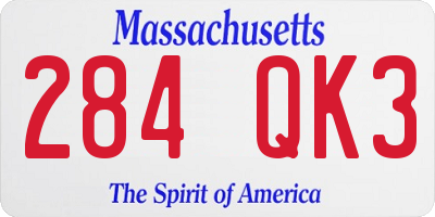 MA license plate 284QK3