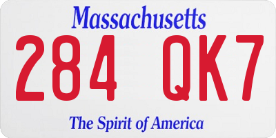 MA license plate 284QK7