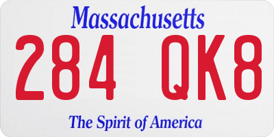MA license plate 284QK8