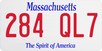 MA license plate 284QL7