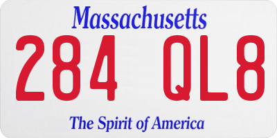 MA license plate 284QL8