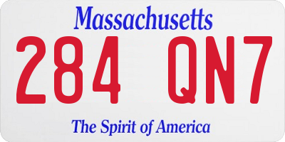 MA license plate 284QN7