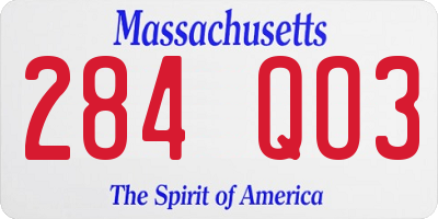 MA license plate 284QO3