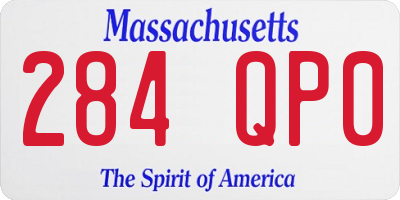 MA license plate 284QP0