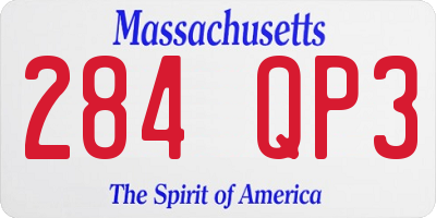 MA license plate 284QP3