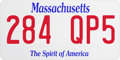 MA license plate 284QP5