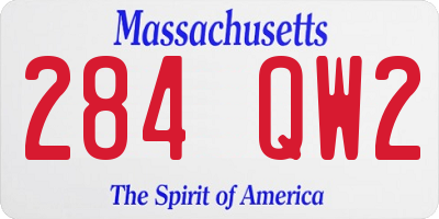 MA license plate 284QW2