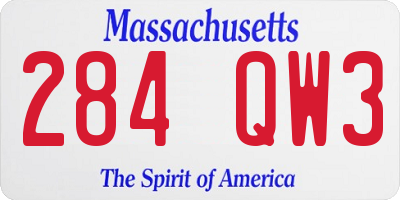 MA license plate 284QW3